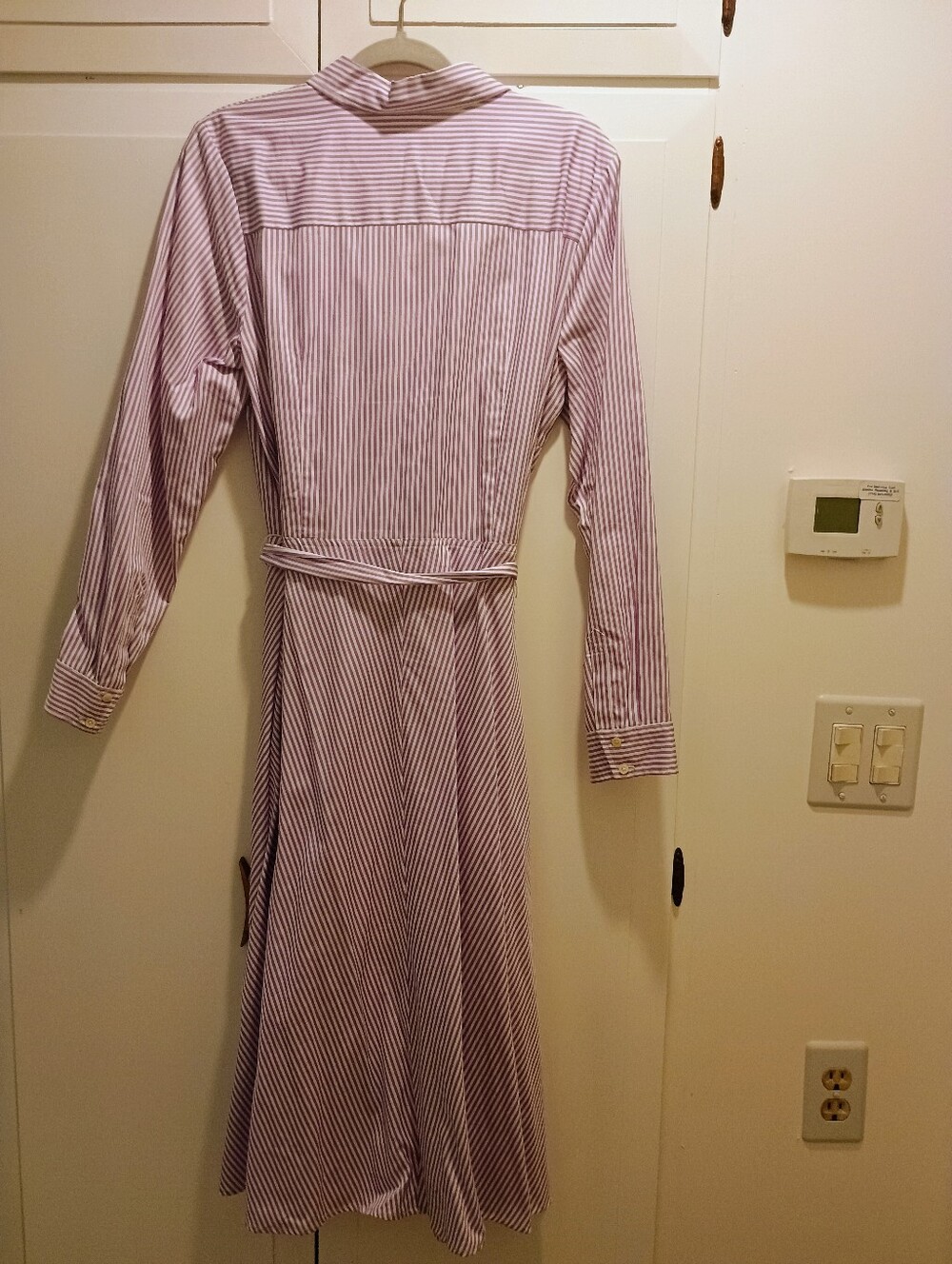 Talbots Lilac Stripe Shirt Dress with Tie Waist - Picture 4 of 6